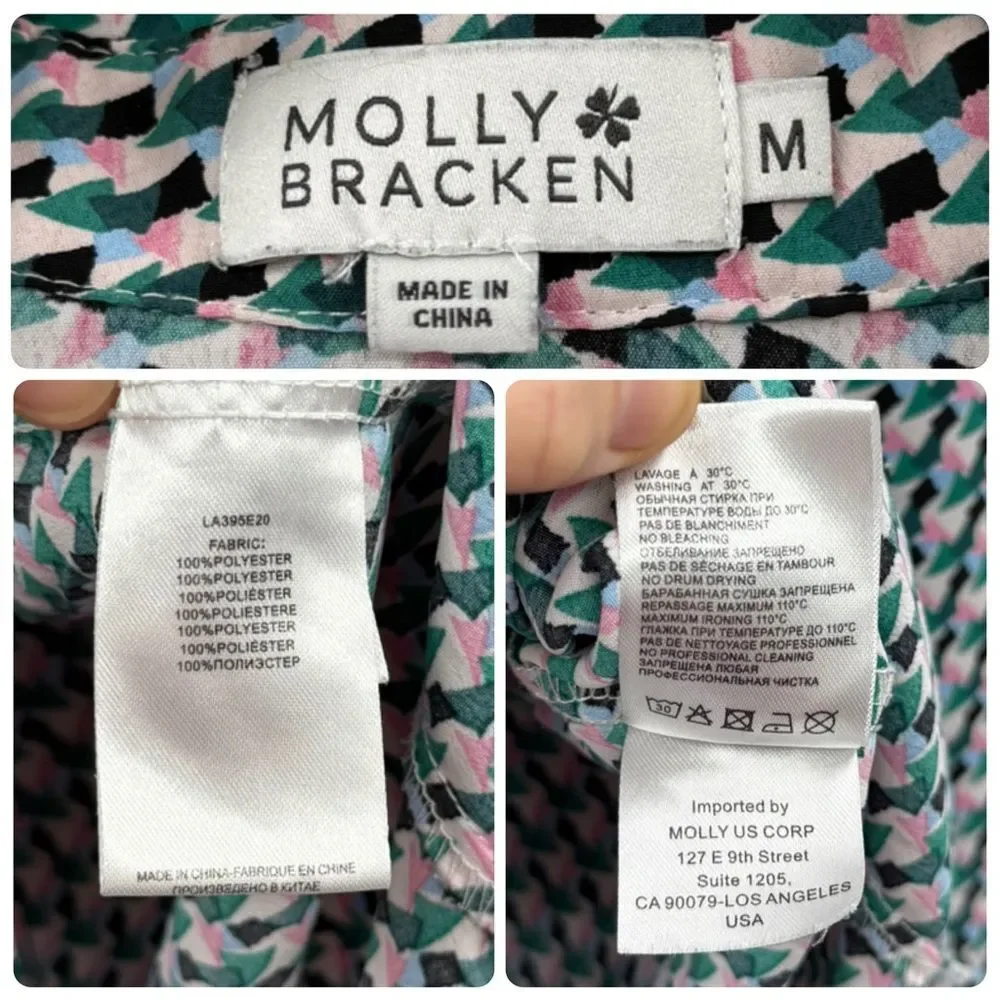 Molly Bracken Geometric Abstract Print Button Down Blouse in Multi | Medium